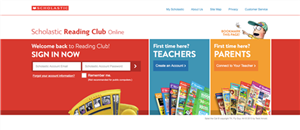 Photo of sign in page on Scholastic.
